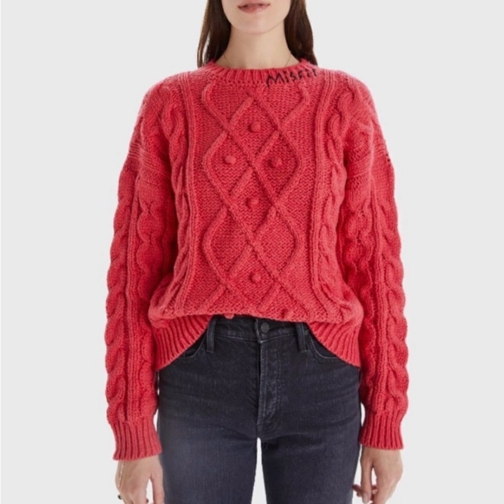 MOTHER The Jumper Misfit Cable Knit 100% Peru Made Sweater Women’s Small
